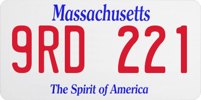 MA license plate 9RD221