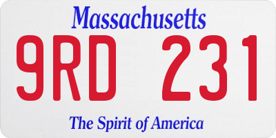 MA license plate 9RD231