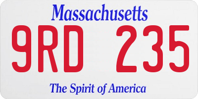 MA license plate 9RD235