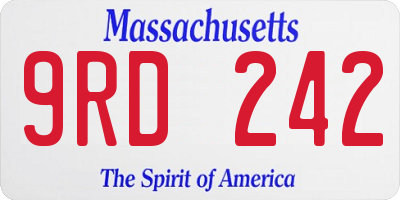 MA license plate 9RD242