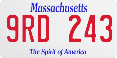 MA license plate 9RD243