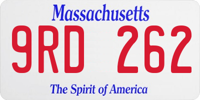 MA license plate 9RD262