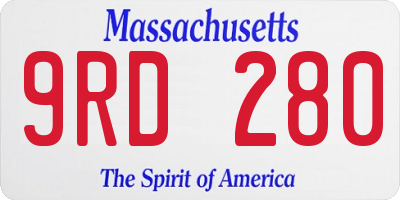 MA license plate 9RD280