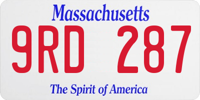 MA license plate 9RD287