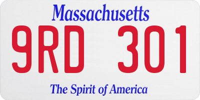 MA license plate 9RD301