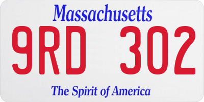 MA license plate 9RD302