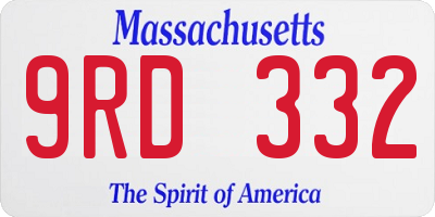 MA license plate 9RD332