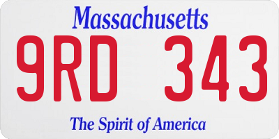 MA license plate 9RD343