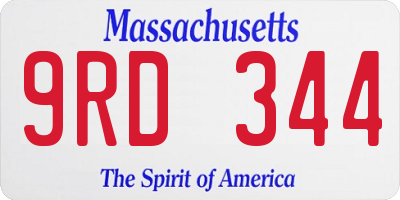 MA license plate 9RD344