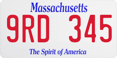 MA license plate 9RD345