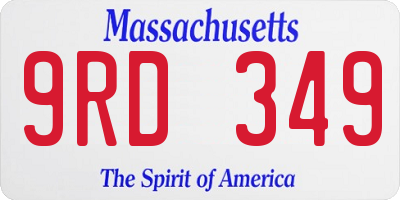 MA license plate 9RD349