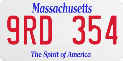 MA license plate 9RD354