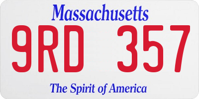 MA license plate 9RD357