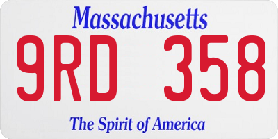 MA license plate 9RD358