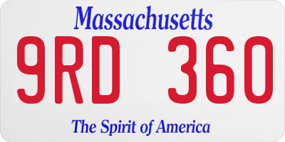 MA license plate 9RD360