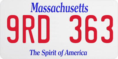 MA license plate 9RD363