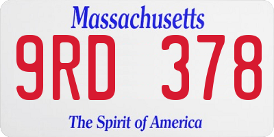 MA license plate 9RD378