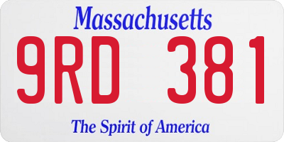 MA license plate 9RD381
