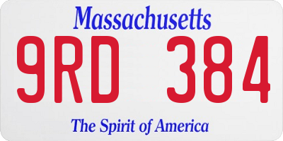 MA license plate 9RD384