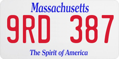 MA license plate 9RD387