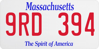 MA license plate 9RD394