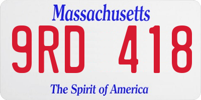 MA license plate 9RD418