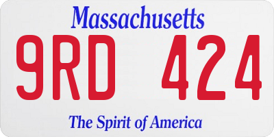 MA license plate 9RD424
