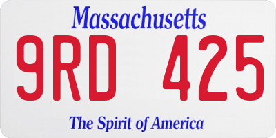 MA license plate 9RD425