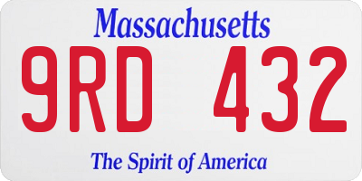 MA license plate 9RD432
