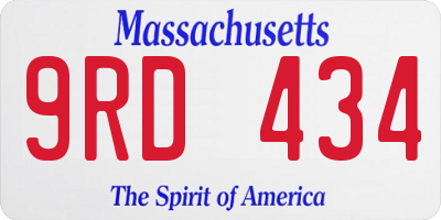 MA license plate 9RD434