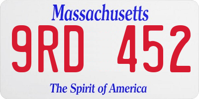 MA license plate 9RD452