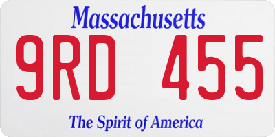 MA license plate 9RD455