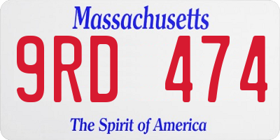 MA license plate 9RD474