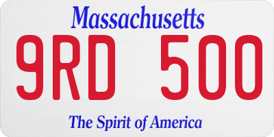 MA license plate 9RD500