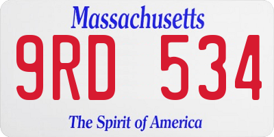 MA license plate 9RD534