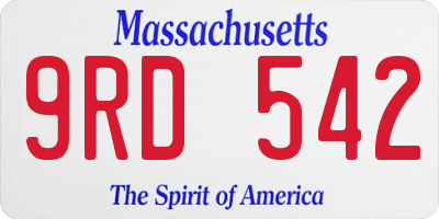 MA license plate 9RD542