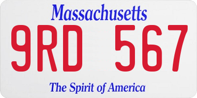 MA license plate 9RD567