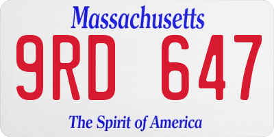 MA license plate 9RD647