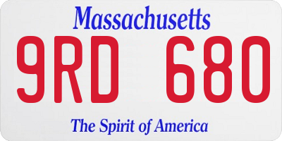 MA license plate 9RD680