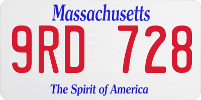 MA license plate 9RD728