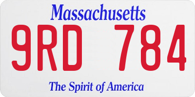 MA license plate 9RD784