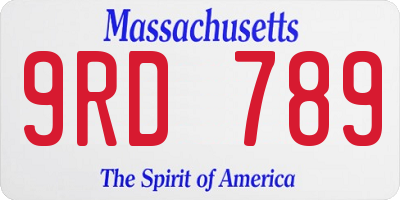 MA license plate 9RD789