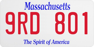 MA license plate 9RD801