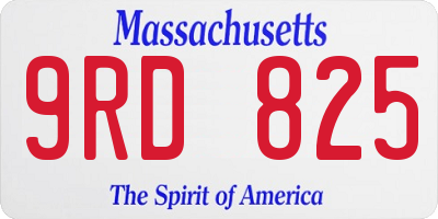 MA license plate 9RD825