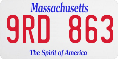MA license plate 9RD863