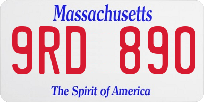 MA license plate 9RD890