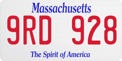 MA license plate 9RD928