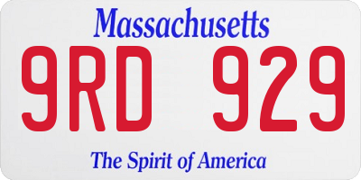 MA license plate 9RD929