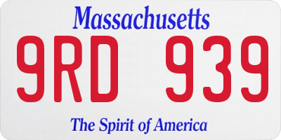 MA license plate 9RD939