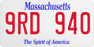 MA license plate 9RD940